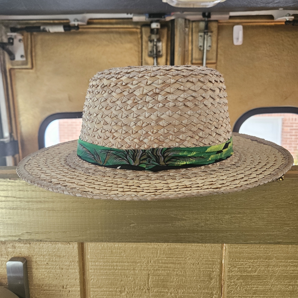 Stylish Straw Hat with Green Band